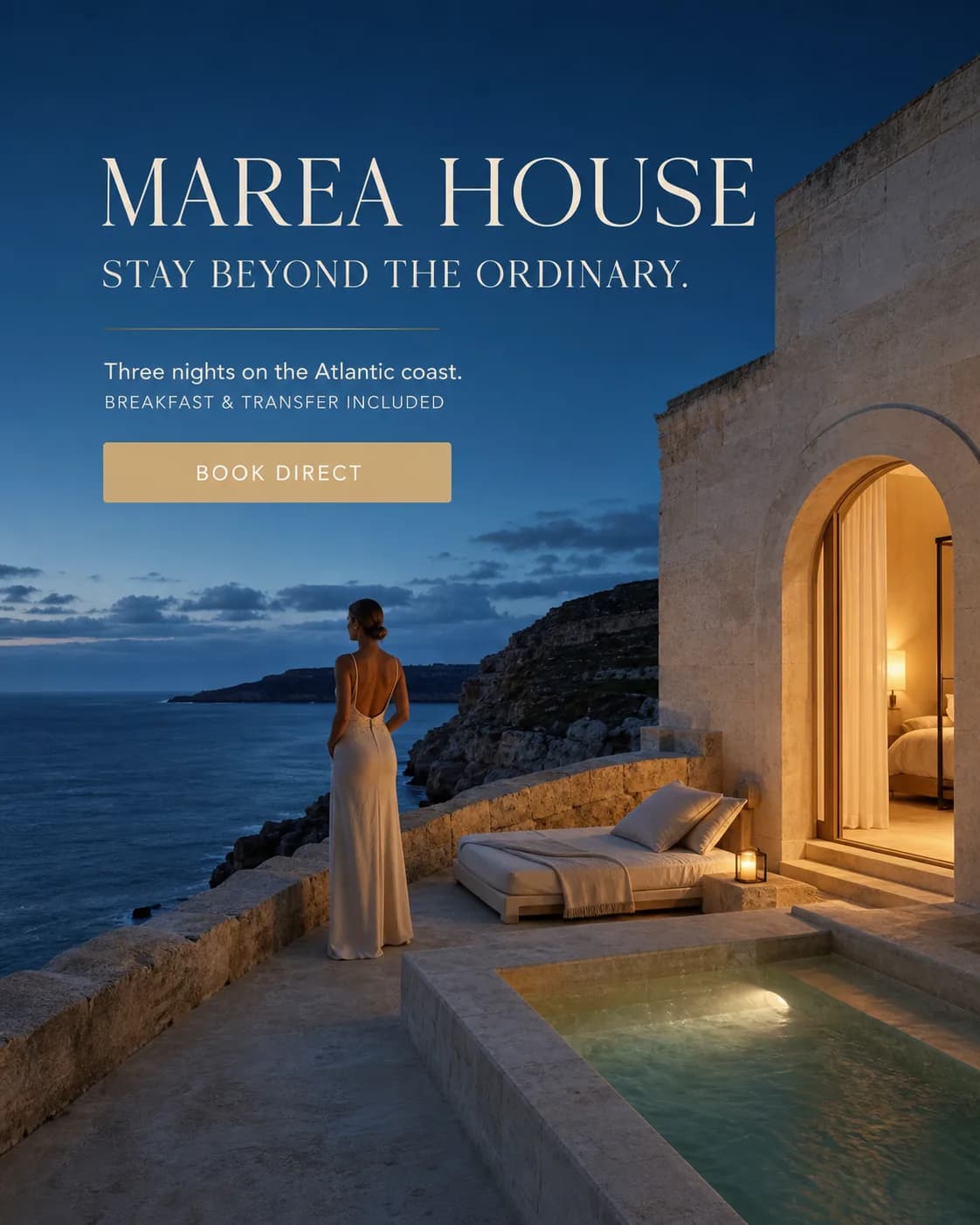 AI-generated social ad creative for a boutique hotel