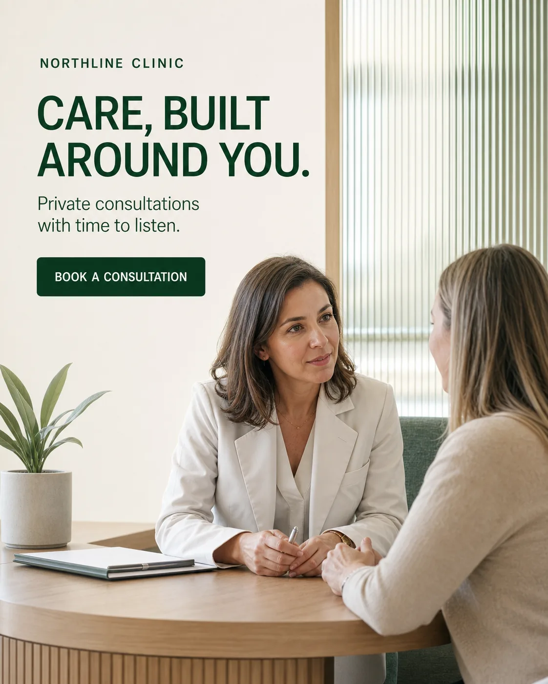AI-generated social ad creative for a private health clinic