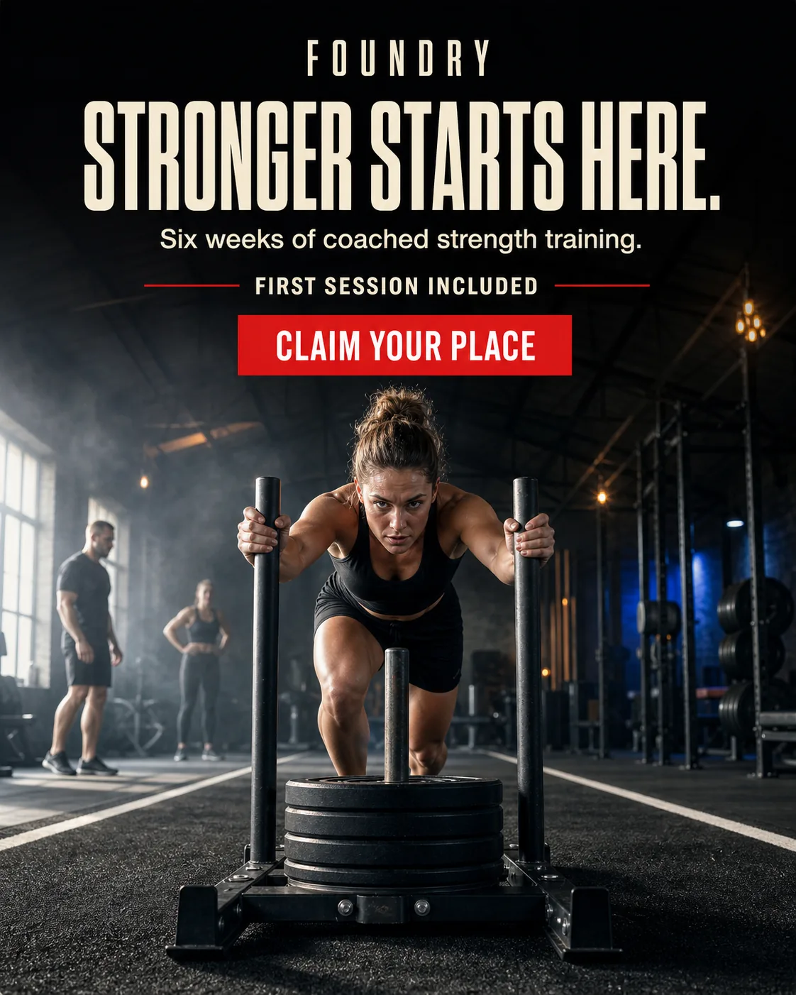 AI-generated social ad creative for a premium fitness studio