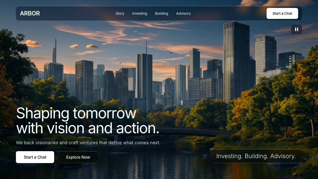 Website design — a venture capital concept build for ARBOR