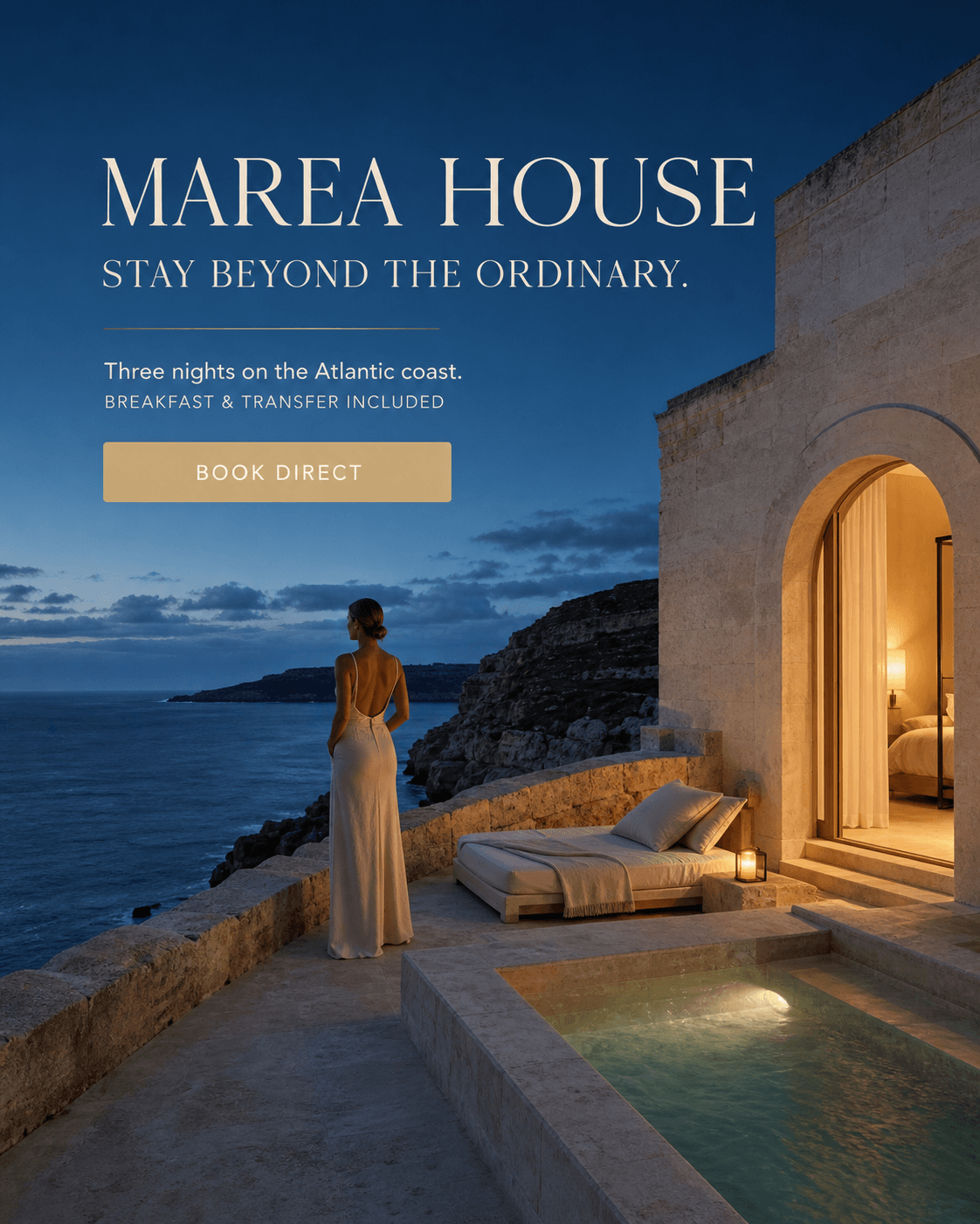 AI-generated social ad creative for a boutique hotel