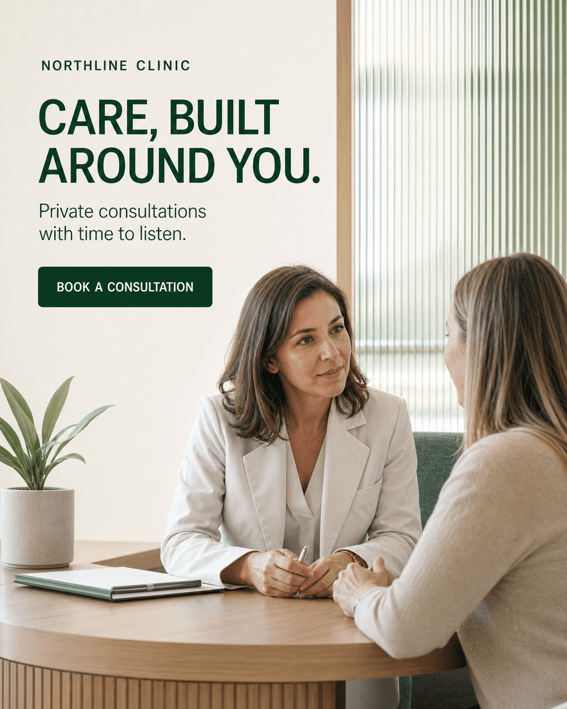 AI-generated social ad creative for a private health clinic